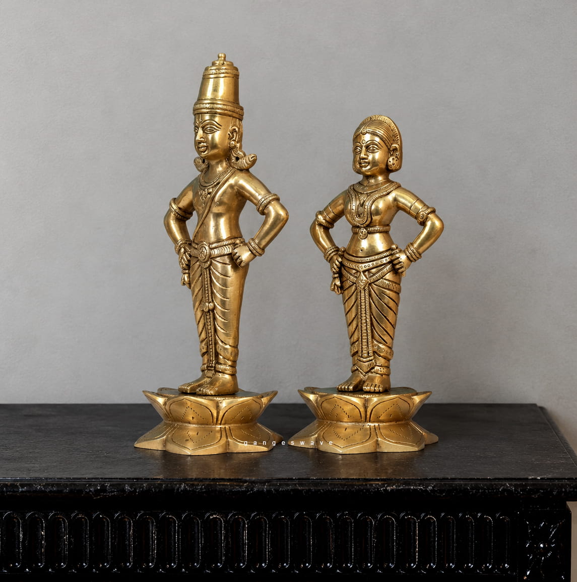Vitthal Rukmini Brass Statue Pair for Home- 10 inch - Image 3