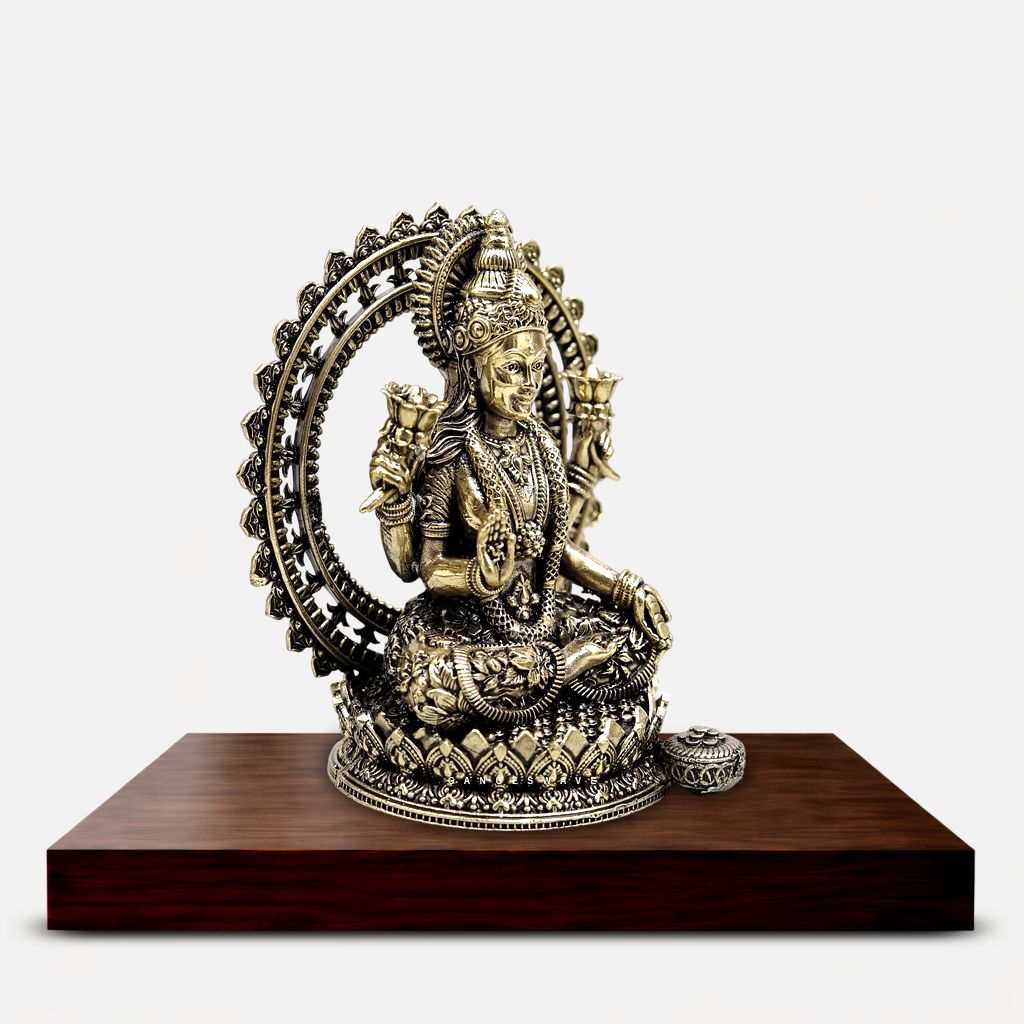 Ma Lakshmi Brass Idol with Frame - 4 inch - Image 3