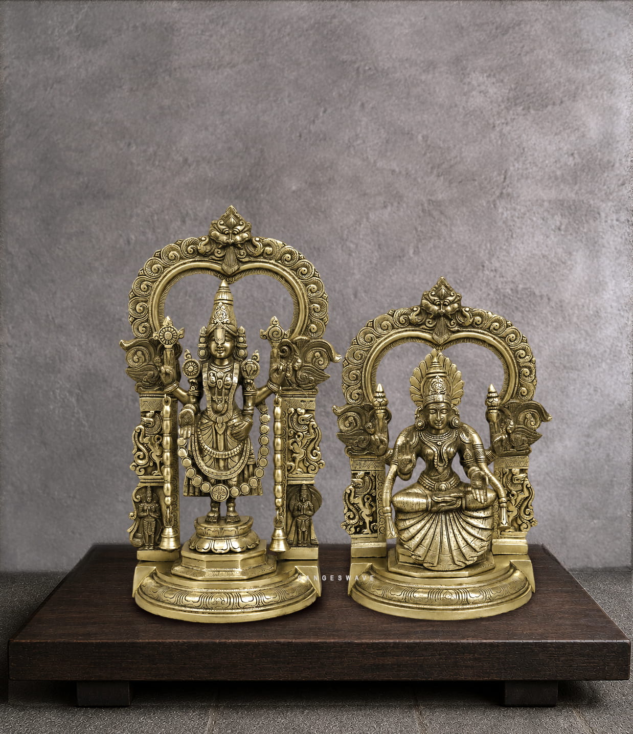 Balajai and Padmavati Devi Brass Idol with frame - 21.5 inches - Image 5