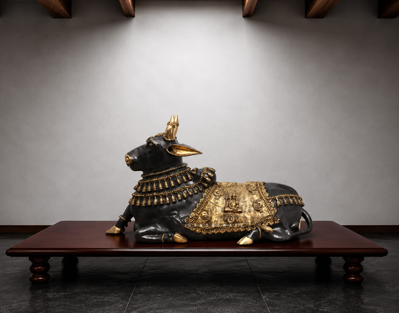 Large Superfine Nandi Brass Statue - 81 inches - Image 2