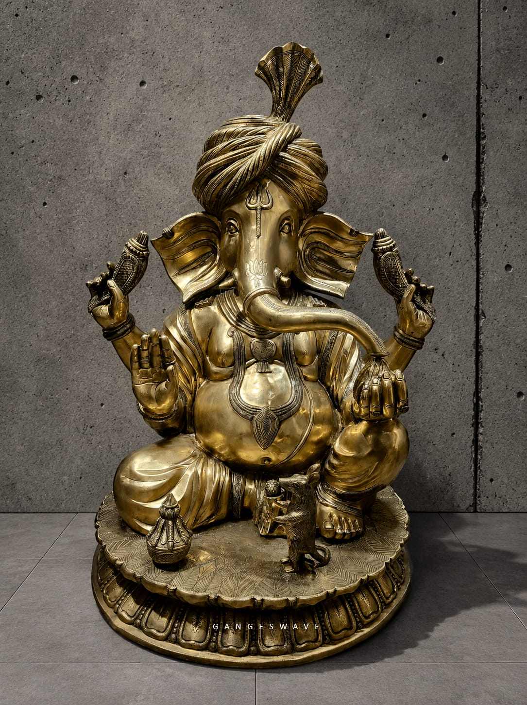 Superfine Large Pagdi Ganesh Murti - 46 inches