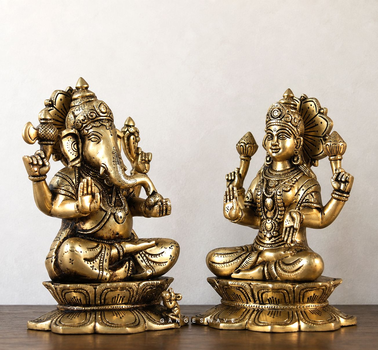 Lakshmi Ganesh Superfine Brass Idol - 11 inch - Image 4