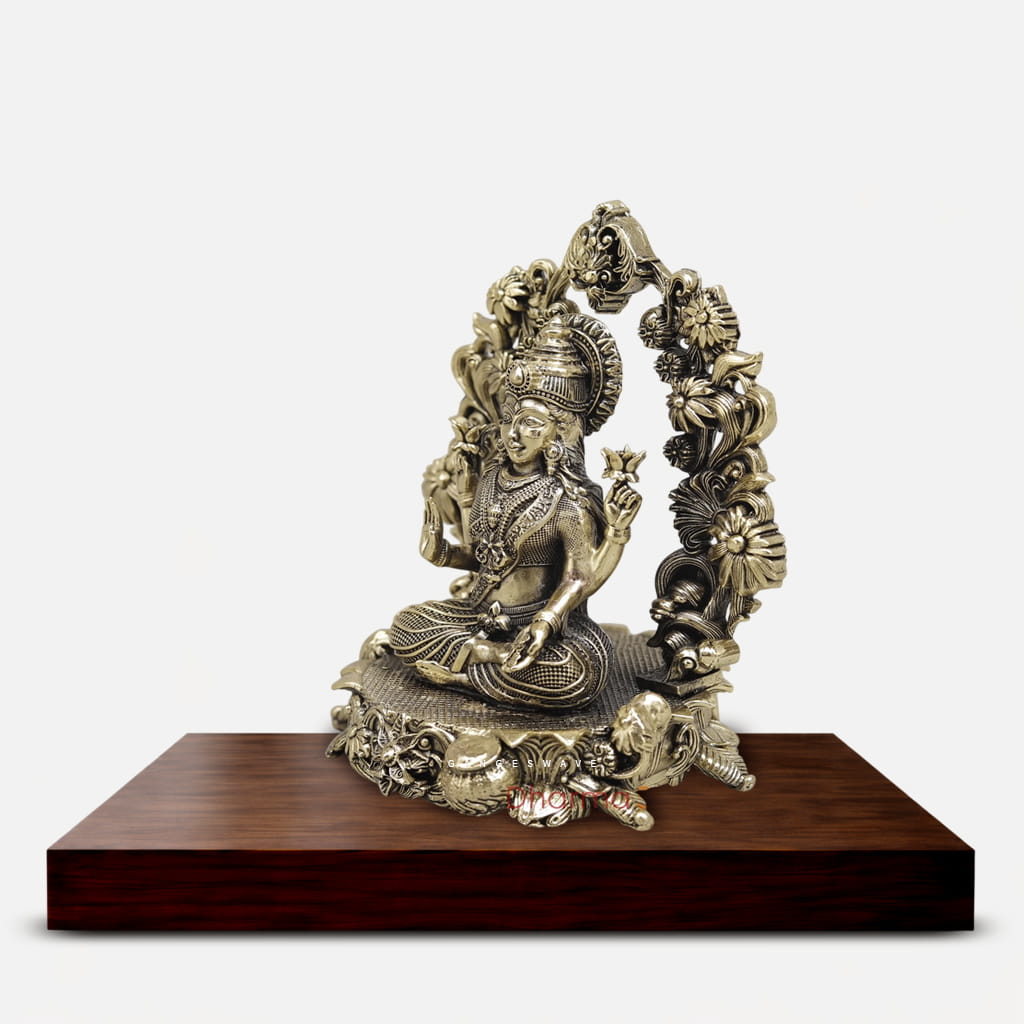 MaLakshmi Brass Idol with Frame - 5 inches - Image 3