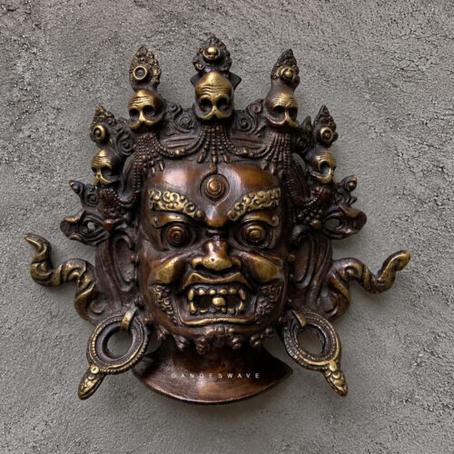 MahaKaal Jambala Face Brass Vintage Finish Wall Hanging