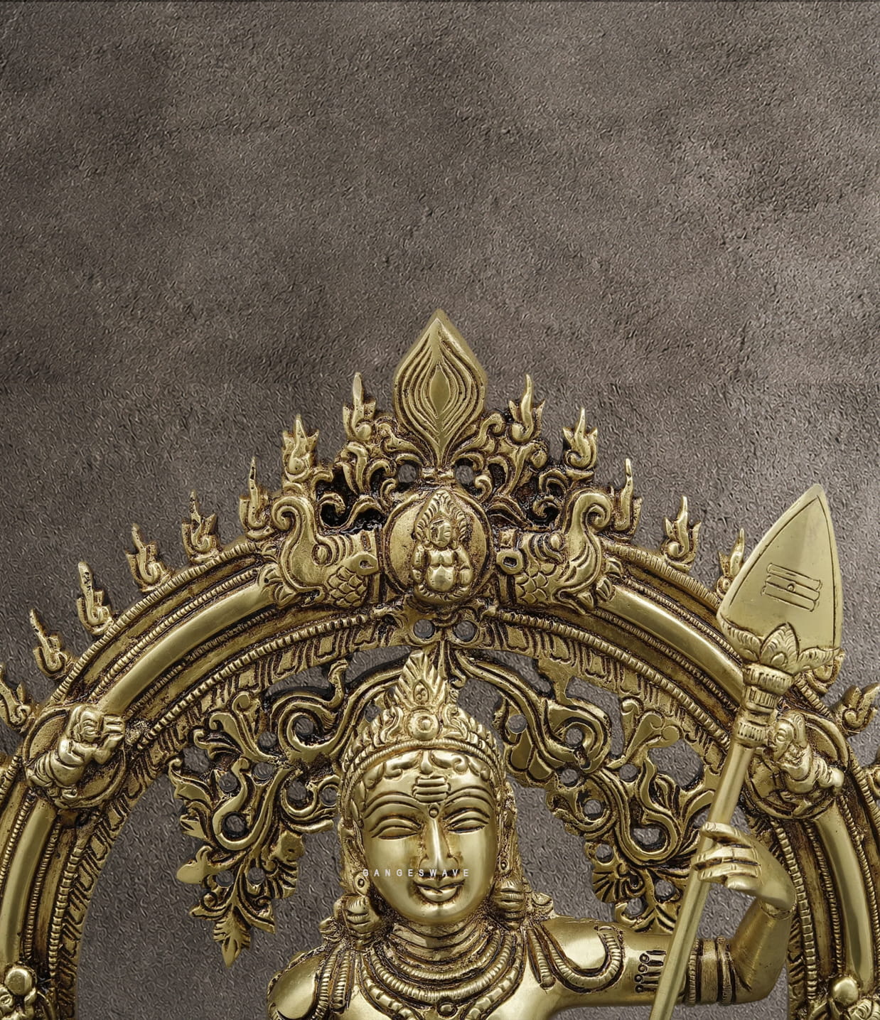 Murugan Brass Idol with Prabhavali - 16.5 inches - Image 7