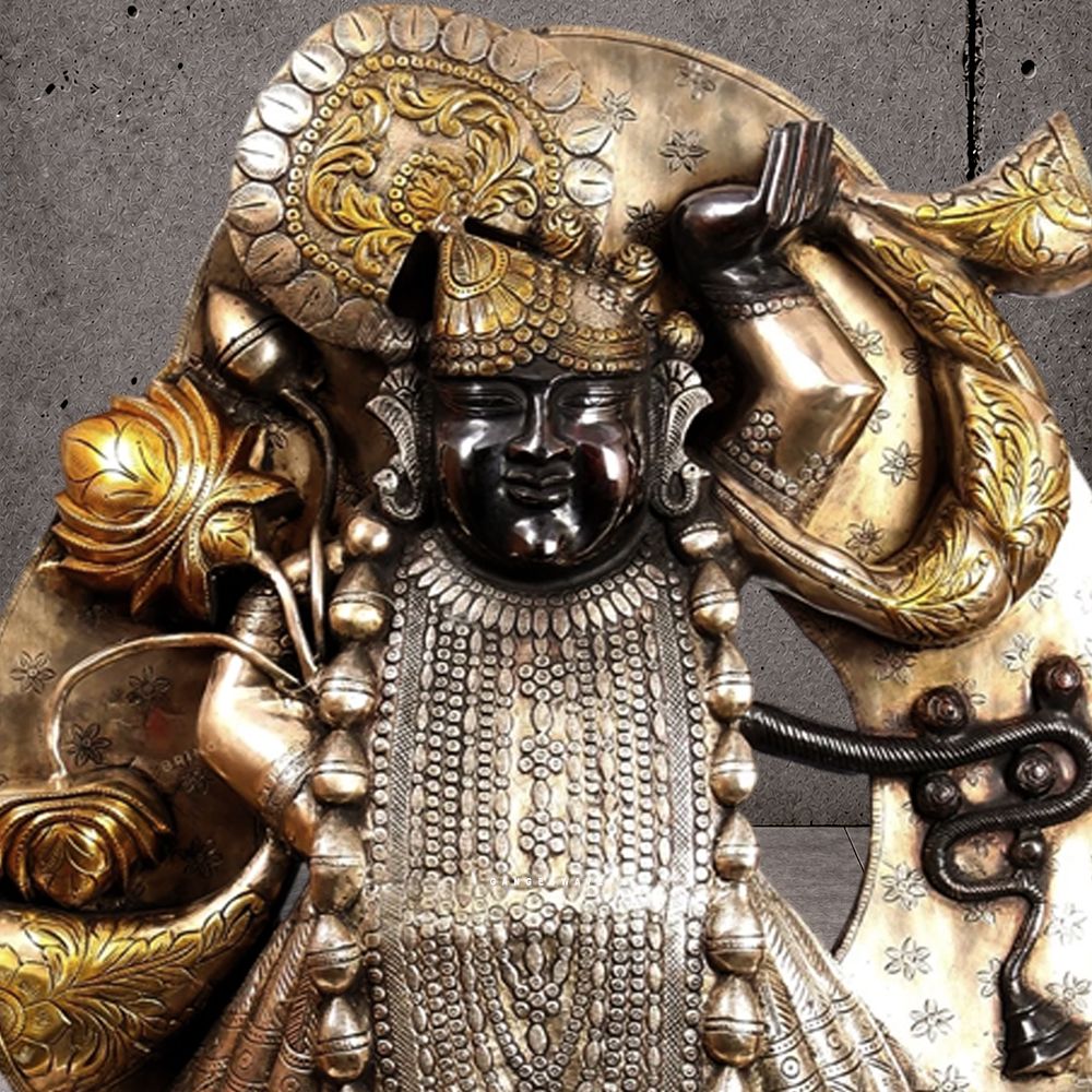 Nathdwara Brass Shrinathji Murti – Intricately Crafted Krishna Idol - 36 inches - Image 5