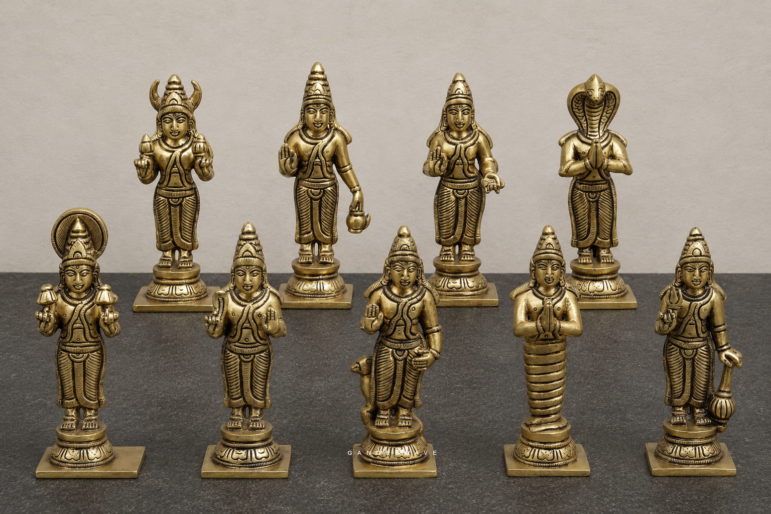 Premium Brass Navagraha Idol Set - 5.5 inches