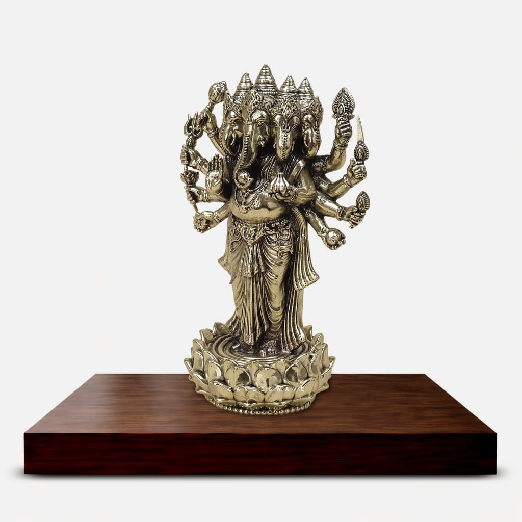 6 inches Brass Panchmukhi Ganesh Idol - Image 4