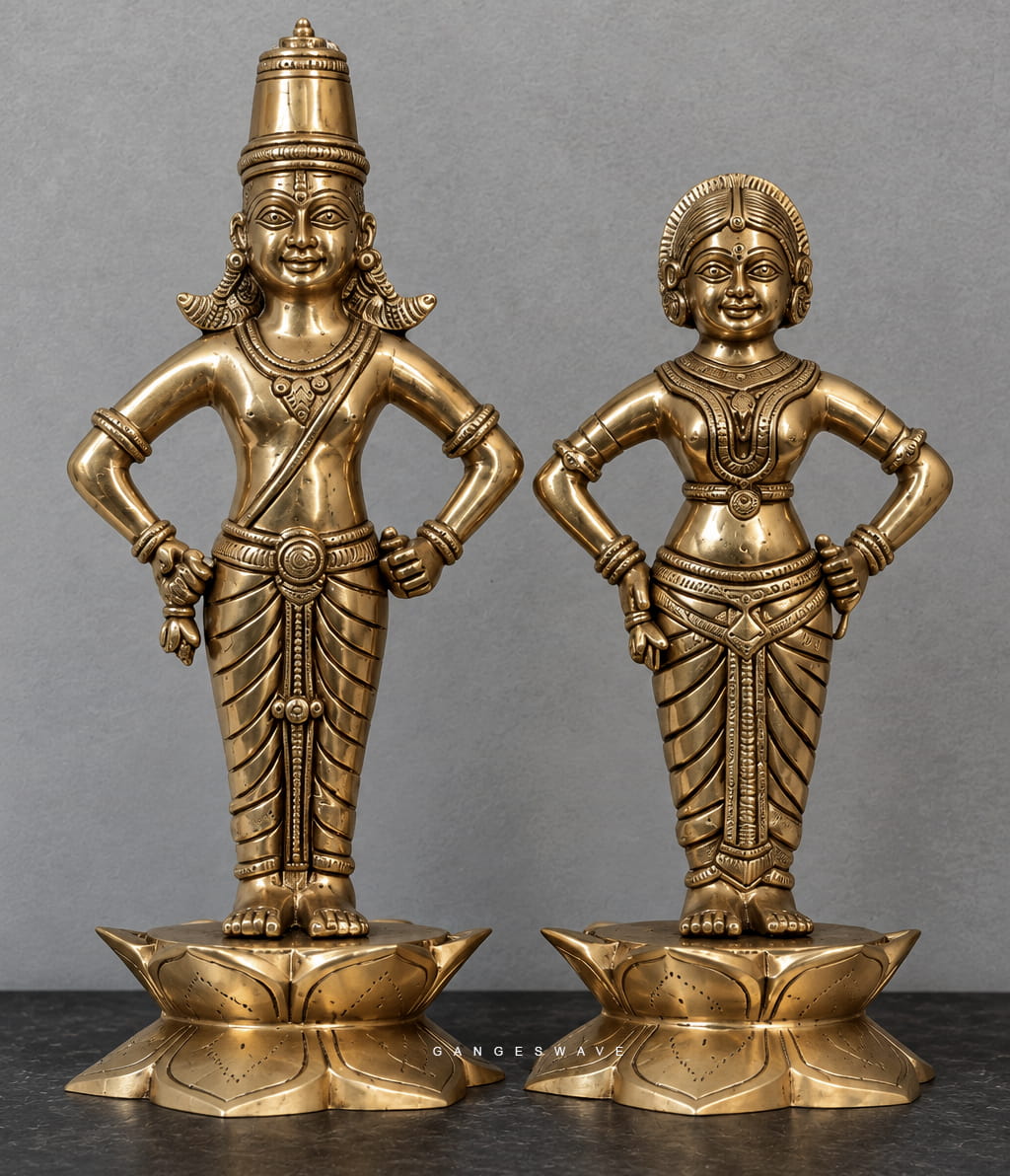 Vitthal Rukmini Brass Statue Pair for Home- 10 inch - Image 5