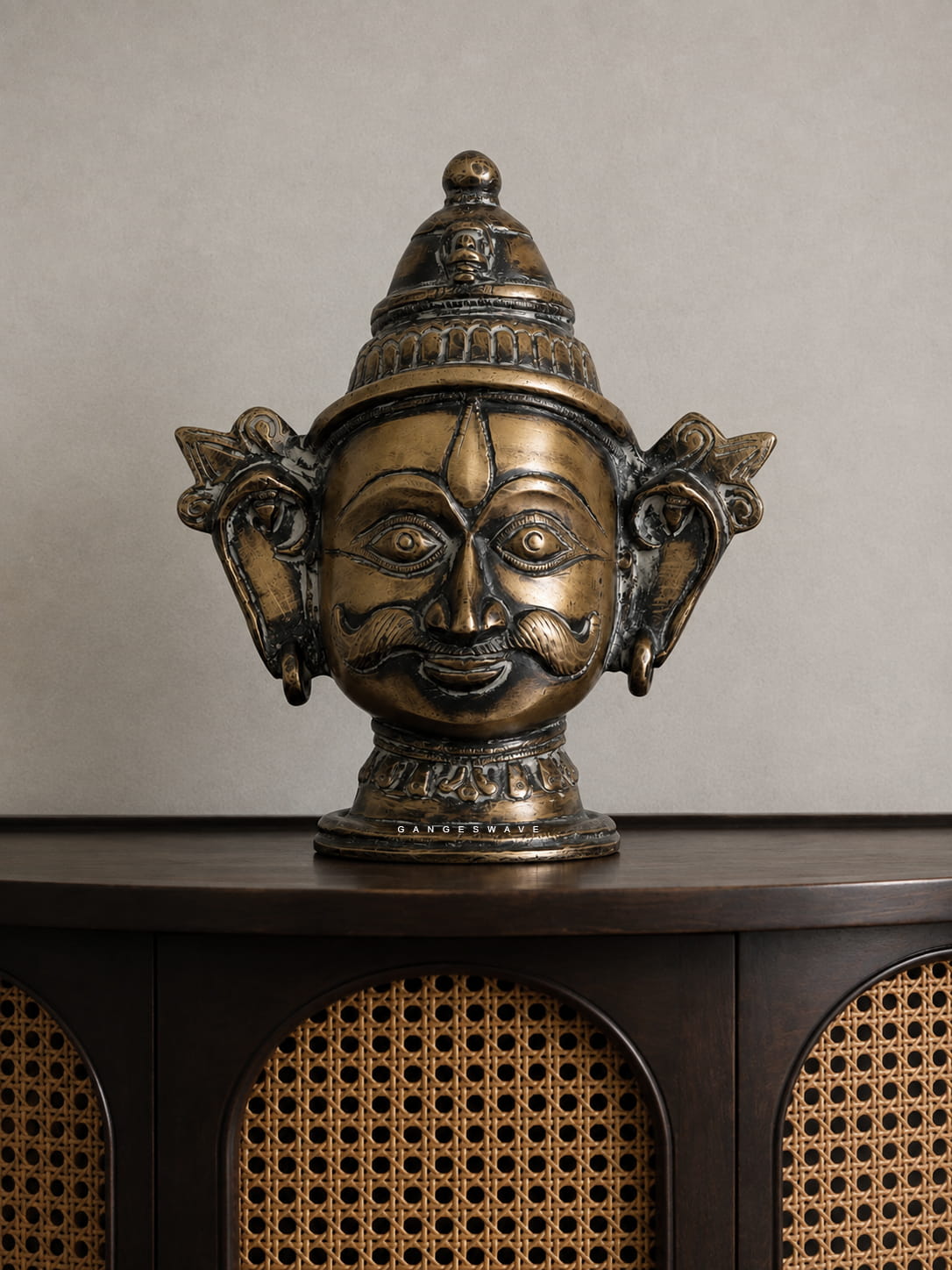 Shiva Gauri Brass Mukhalingam Mask - 9.5 inches - Image 3