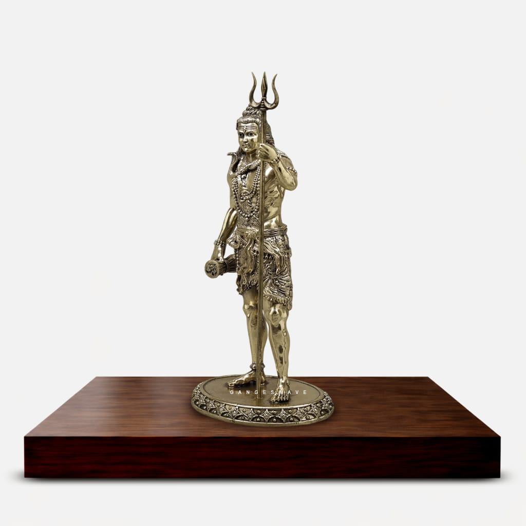 11 inches Standing Lord Shiva Brass Statue – Handcrafted Mahadev Idol - Image 4