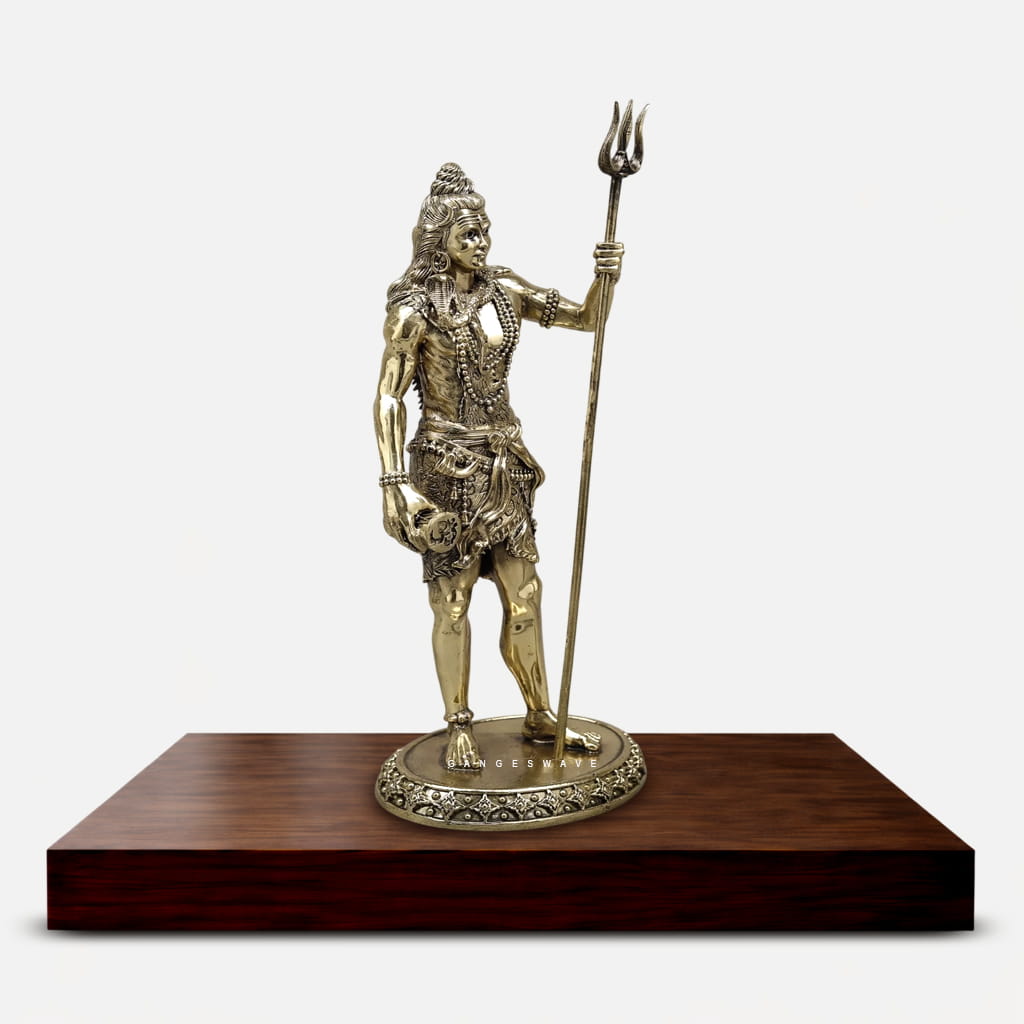 11 inches Standing Lord Shiva Brass Statue – Handcrafted Mahadev Idol - Image 5