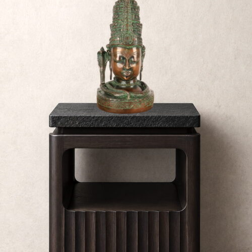 Brass Shiva Murti with antique finish and intricate Lord Shiva detailing
