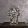 Handmade premium solid brass Lord Murugan statue with sacred Vel, ornate Prabhavali arch and peacock for home temple, spiritual décor and luxury interiors.