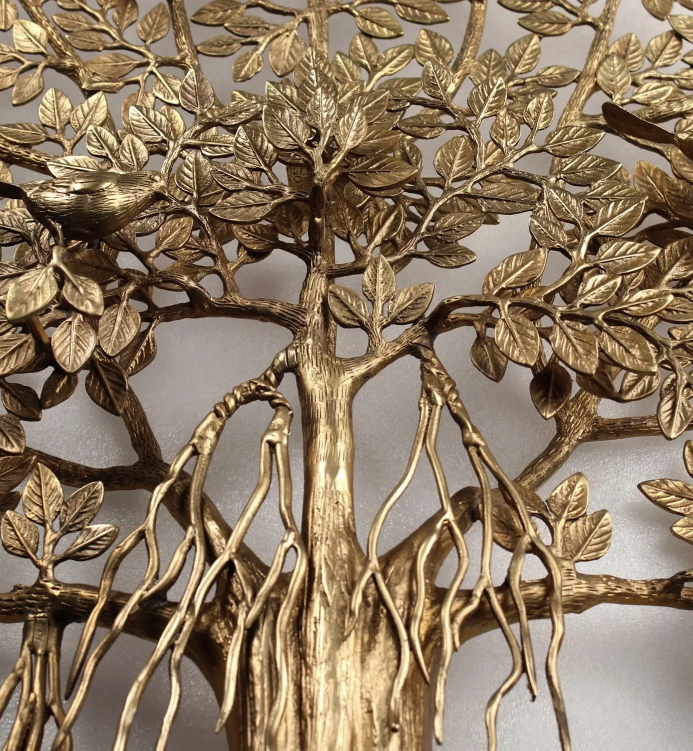 Superfine Brass KalpaVriksha (Tree of Life) with Birds Wall Decor - 36 inches - Image 4