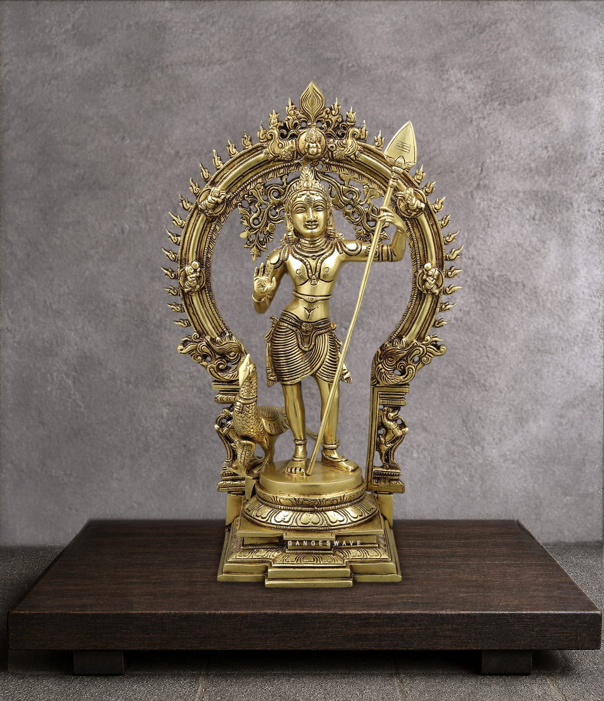 Murugan Brass Idol with Prabhavali - 16.5 inches - Image 3
