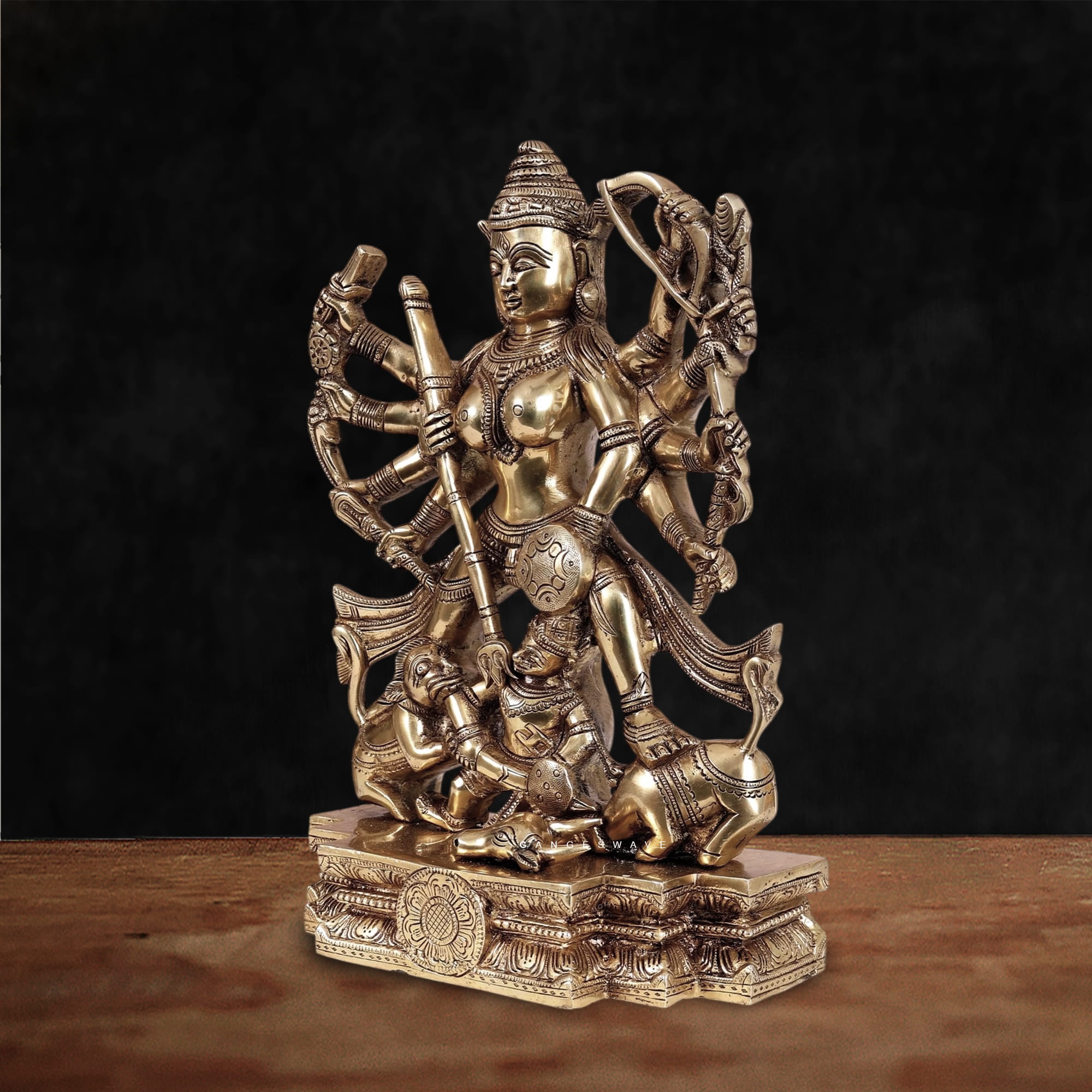 Brass Mahishasura Mardini Statue - 14 inch - Image 3