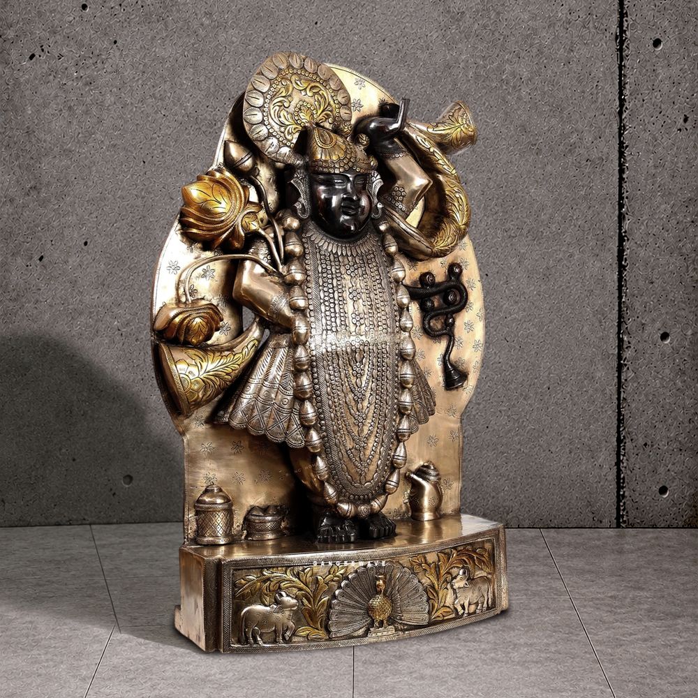 Nathdwara Brass Shrinathji Murti – Intricately Crafted Krishna Idol - 36 inches - Image 2