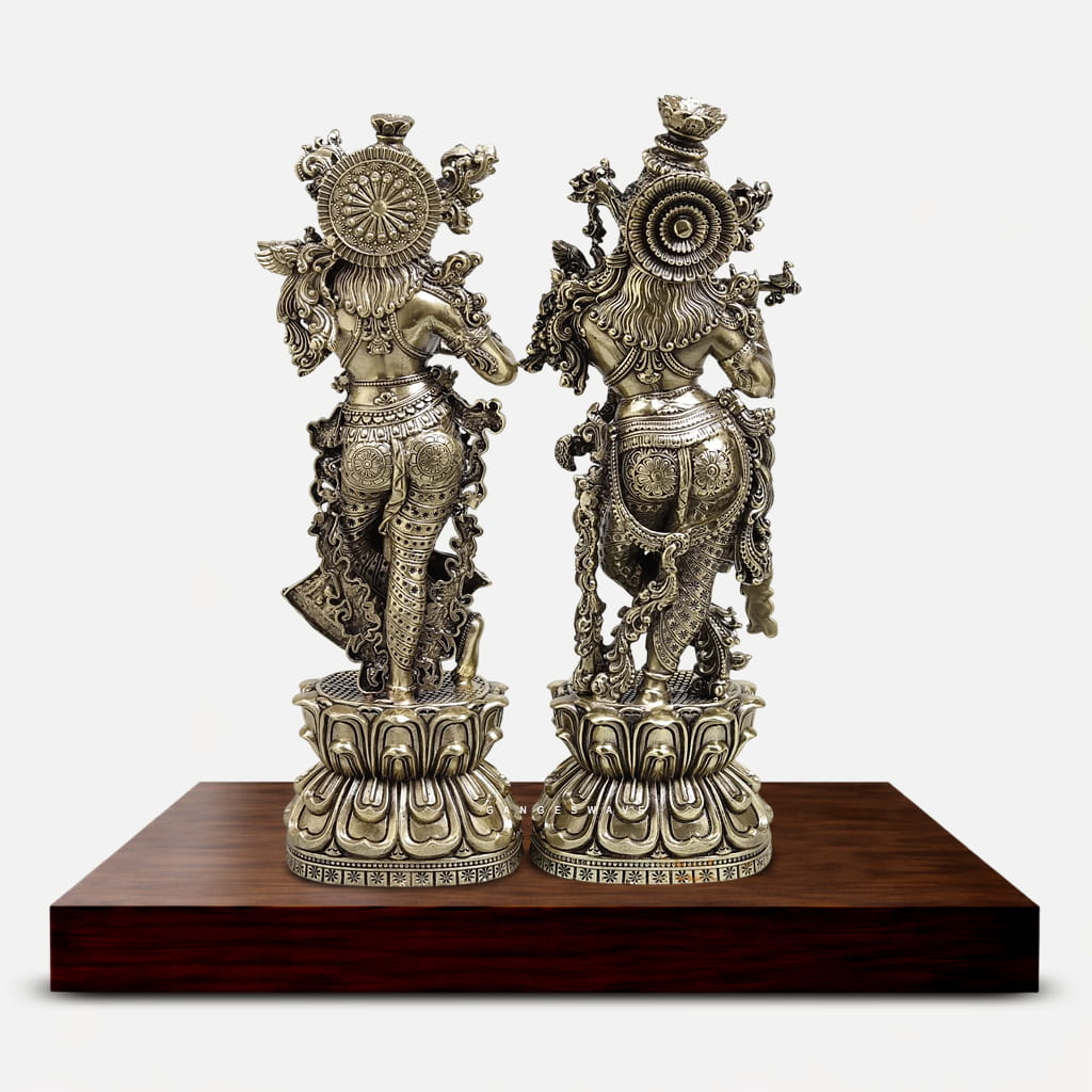 11-Inch Premium Brass Radha Krishna Idol - Image 4