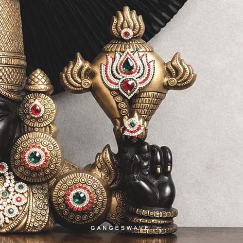 Tirupati Balaji Brass Bust Idol with Intricate Gold-Tone Crown & Gemstone Detailing - Image 4