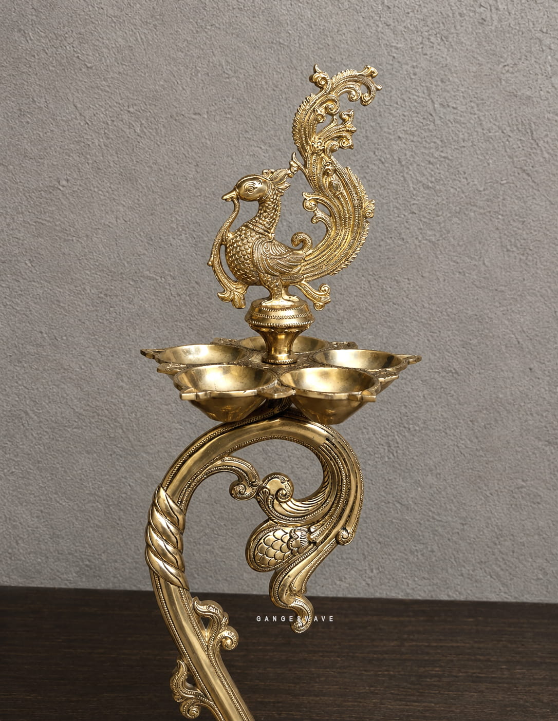 Brass Peacock Diya Stand - 57 inches - Image 3