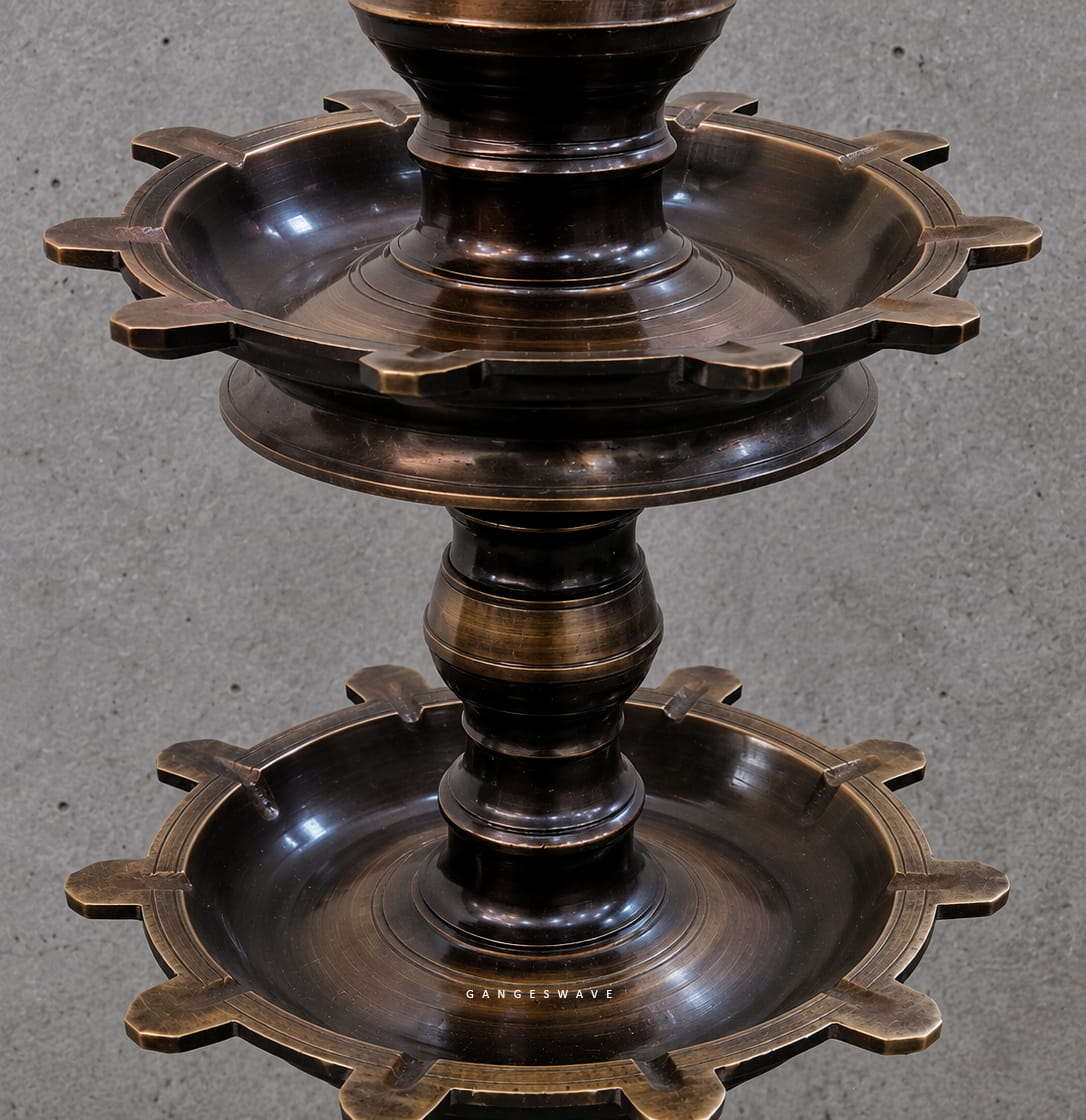 61 inches Bronze Traditional Oil Diya - Image 3