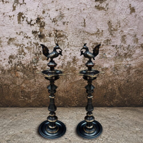 Brass Peacock Diya Set - 24 inches