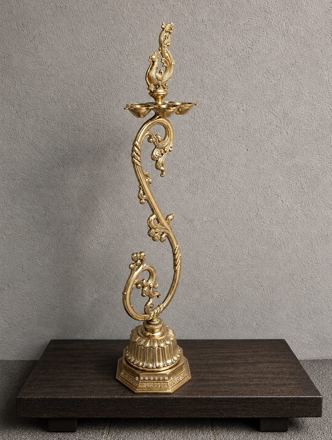 Brass Peacock Diya Stand - 57 inches - Image 2