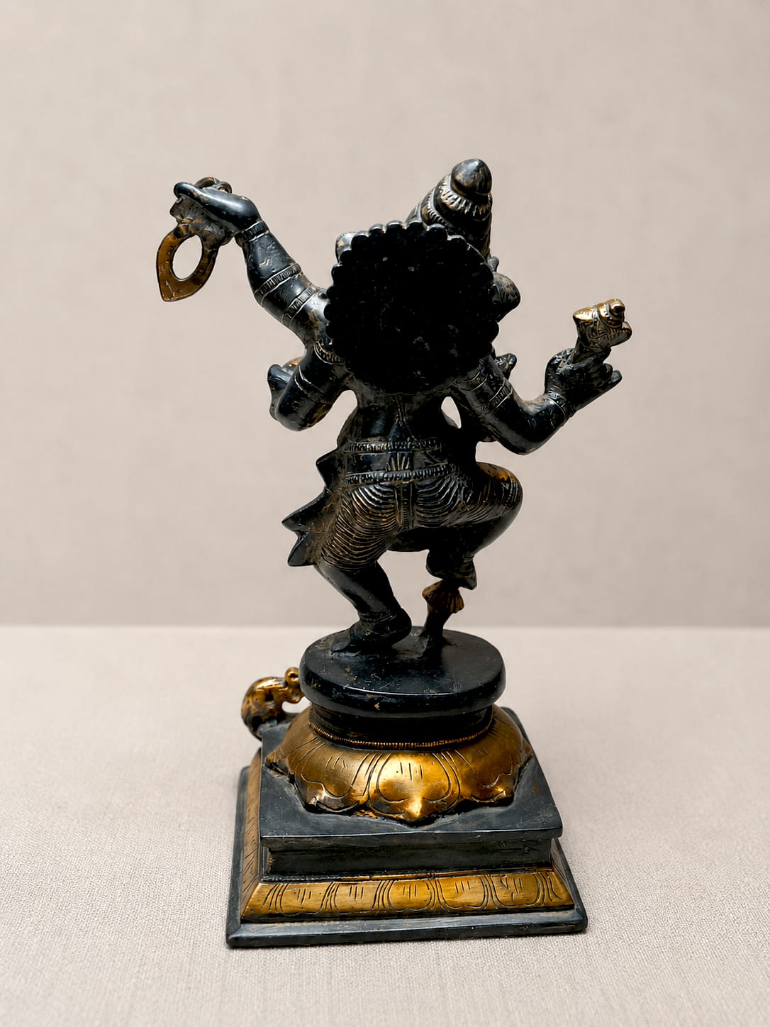 Dancing Brass Ganesh Idol in Vintage Finish - 9 inch - Image 3