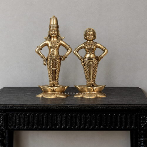 Vitthal Rukmini Brass Statue Pair for Home- 10 inch