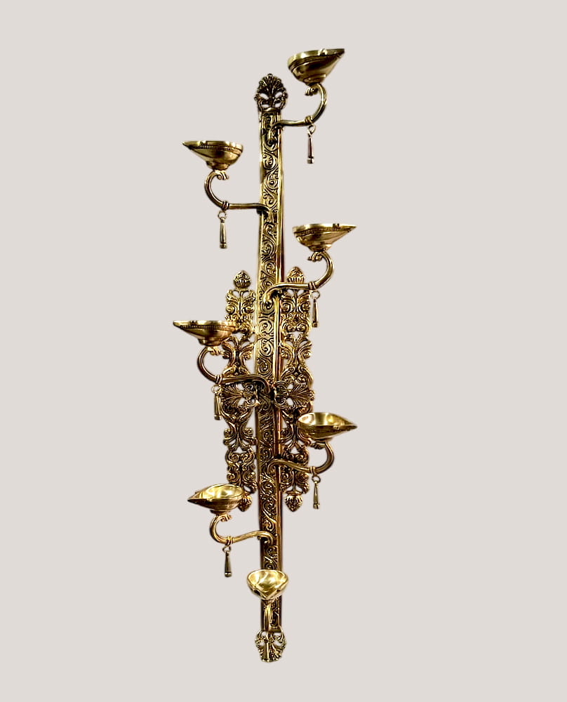 Decorative Brass Wall Diya Holder - 30 inch - Image 3