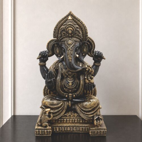 Ganesha Brass Statue in Antique Finish with Prabhavali - 21 inches