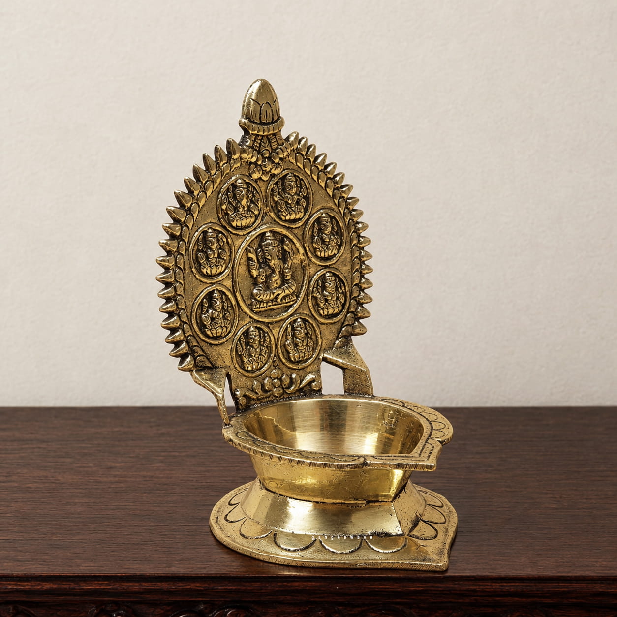 Astha Ganesh Brass Diya - 6 inch - Image 3