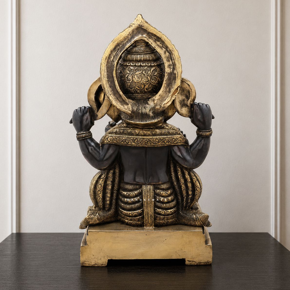 Ganesha Brass Statue in Antique Finish with Prabhavali - 21 inches - Image 2