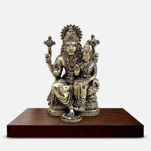 Narsimha Lakshmi Brass Idol - 6 inches
