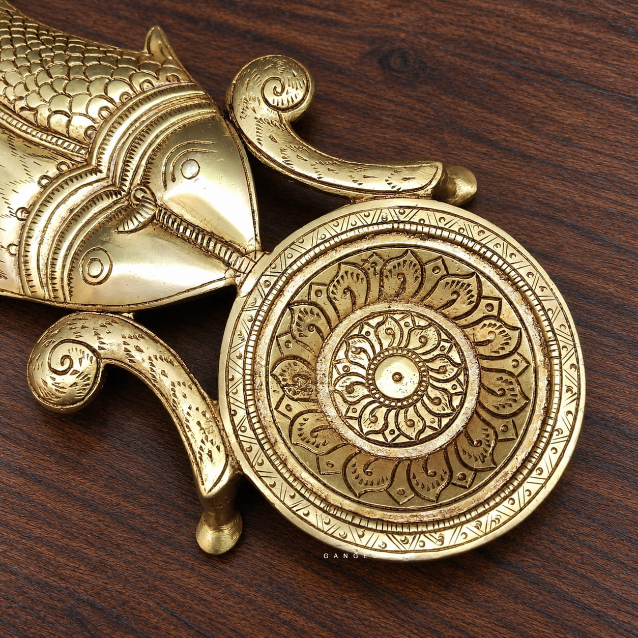 Brass Puja Spoon with Lotus Motif - Image 3