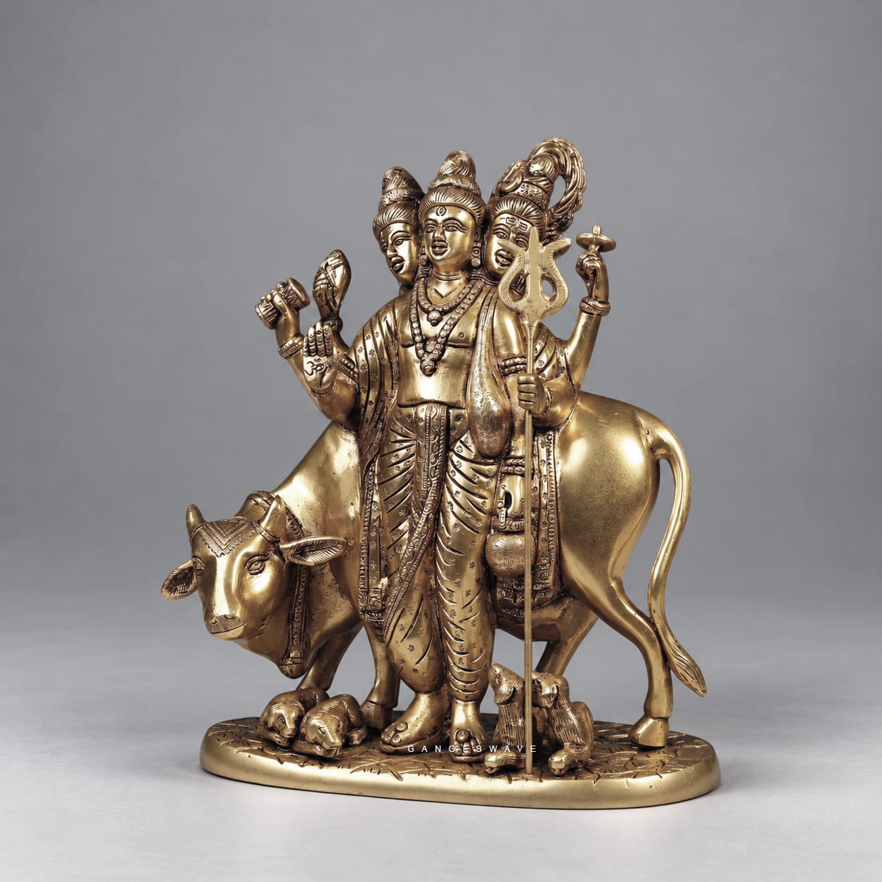 Dattatreya Superfine Brass Statue - 10.5 inches - Image 2