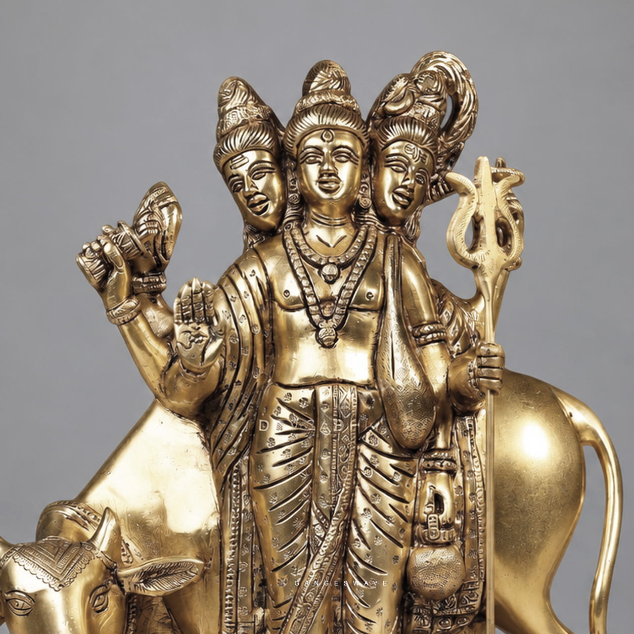 Dattatreya Superfine Brass Statue - 10.5 inches - Image 3