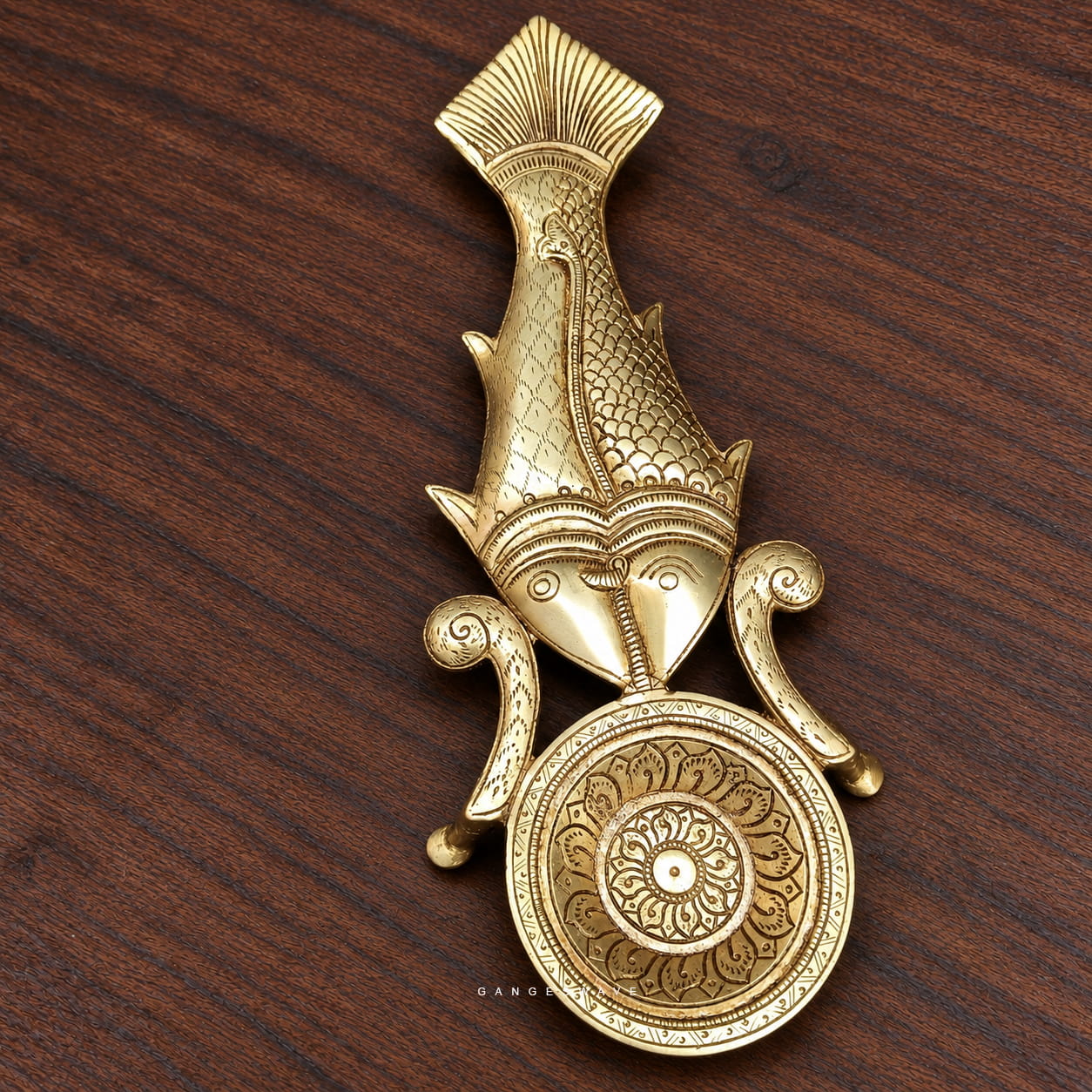 Brass Puja Spoon with Lotus Motif - Image 2