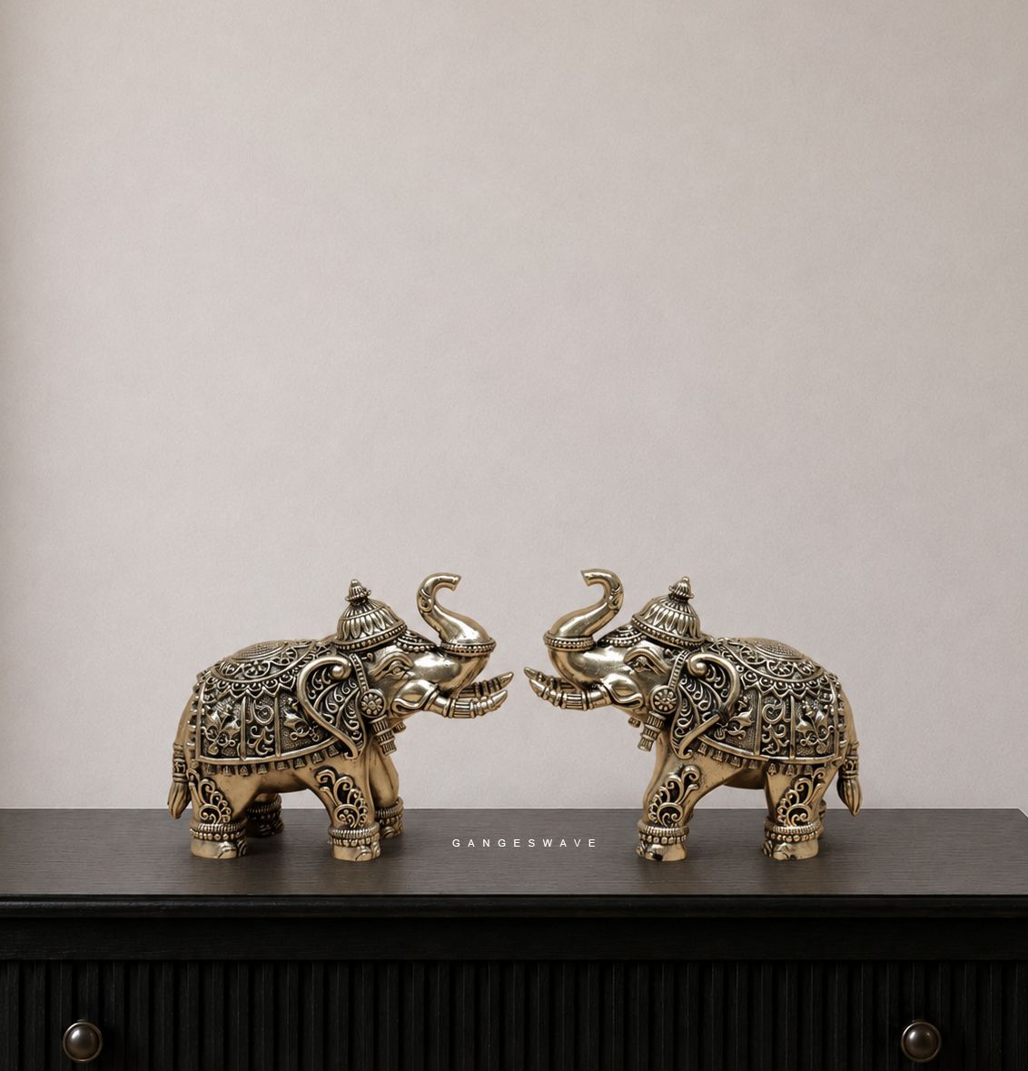Ornate Brass Elephant Pair - 3 inch - Image 3