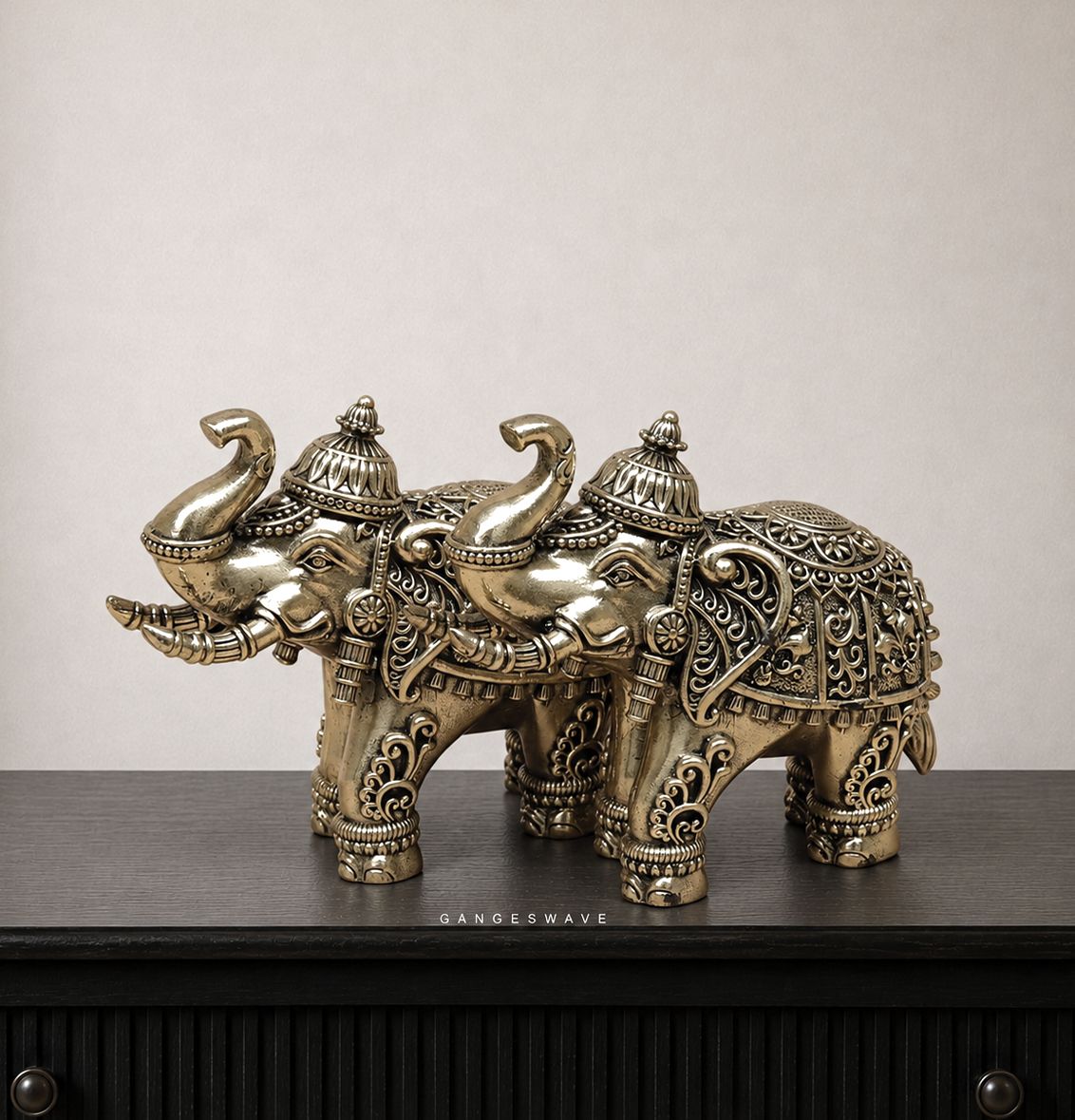 Ornate Brass Elephant Pair - 3 inch - Image 5