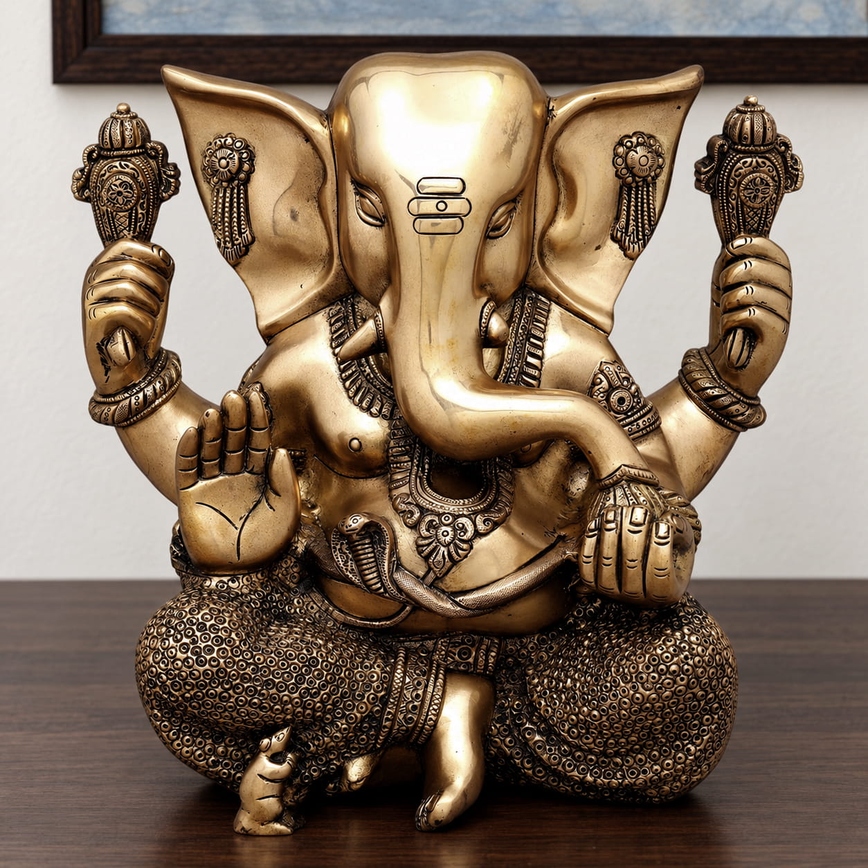 Superfine Crafted Brass Ganesha Statue – 12 inches - Image 3