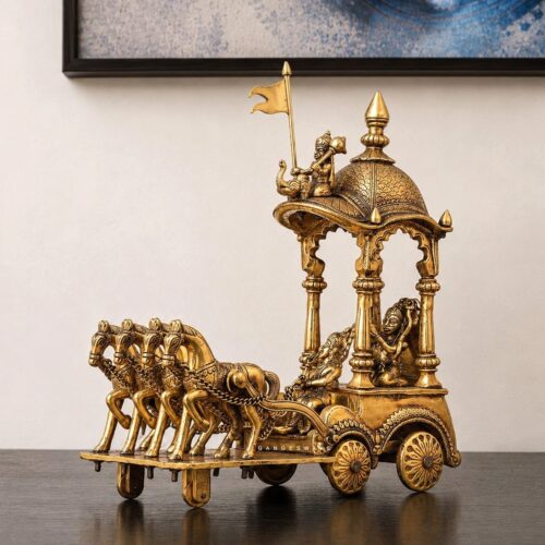 Arjun Krishna Rath - Brass Mahabharat Showpiece - 15 inch