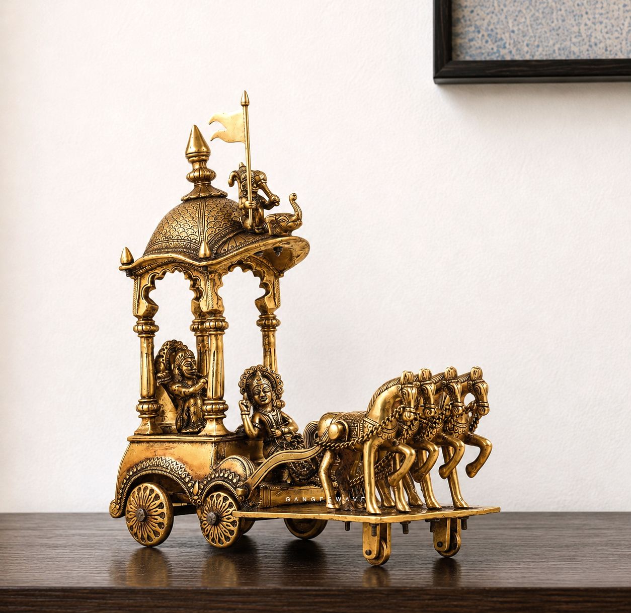 Arjun Krishna Rath - Brass Mahabharat Showpiece - 15 inch - Image 2