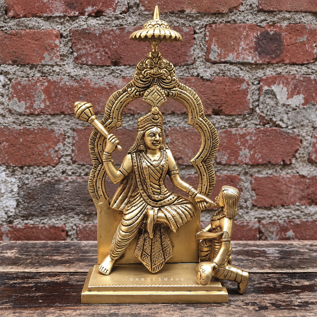 Handcrafted Maa Bagalamukhi brass statue with intricate traditional detailing