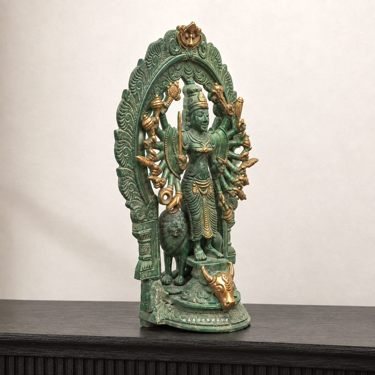 MaDurga Brass Murti Vintage Finished - 12 inches - Image 2