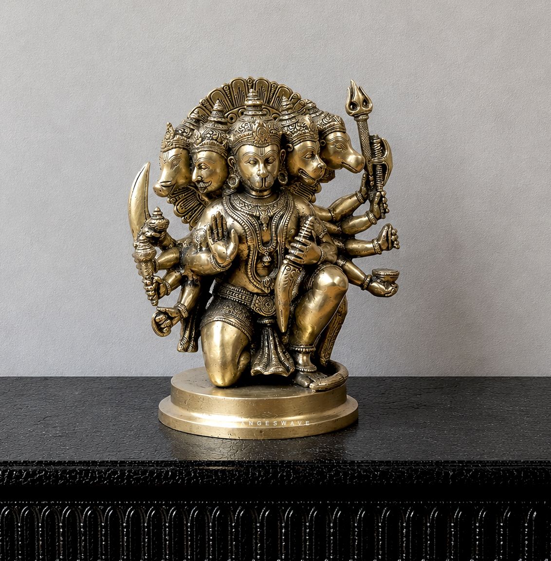 Panchmukhi Hanuman Brass Statue - 11 inch - Image 3