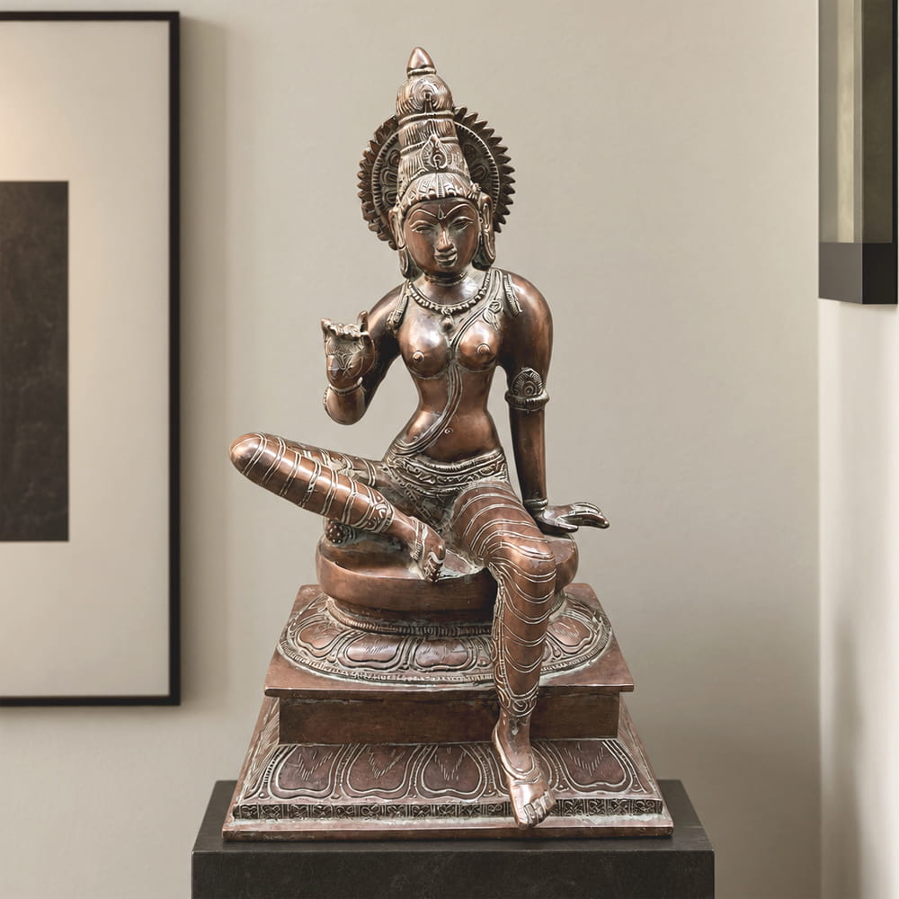 Vintage Brass Parvati Statue – 13 inches