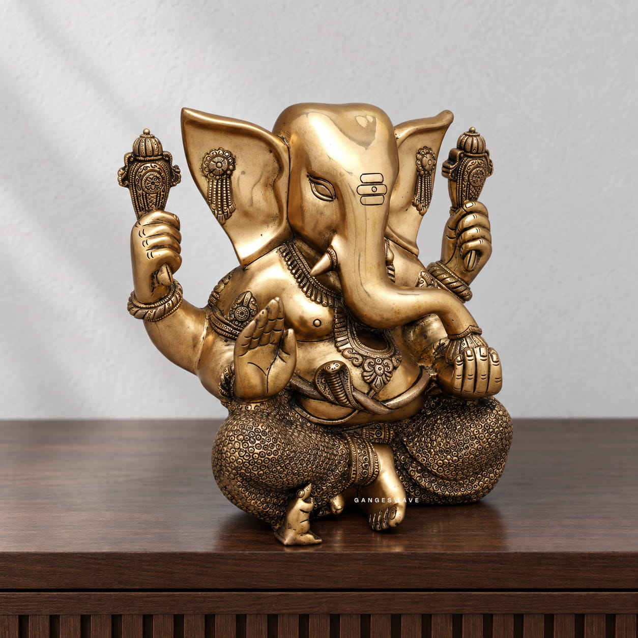 Superfine Crafted Brass Ganesha Statue – 12 inches - Image 4