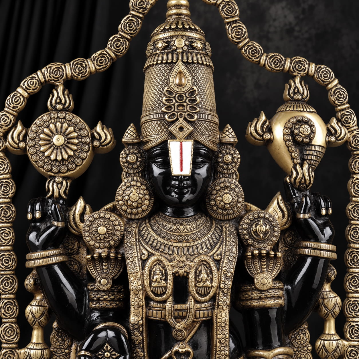 Lord Tirupati Balaji in Garland Frame - 48 inches - Image 4
